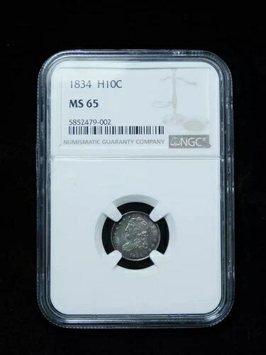 1834年 H10c キャップドバストハーフダイム - NGC MS65 トーン 501,600円
