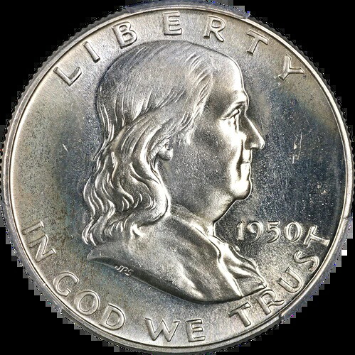 1950年 フランクリン ハーフダラー プルーフ PCGS PR67 素晴らしい外観 強い打刻