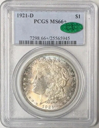 1921年 D モルガン銀貨 PCGS MS-66+ PLUS CAC