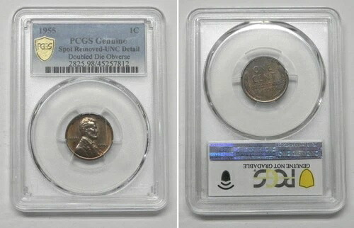 1955年 DDO リンカーンセント、PCGS 純正 Unc 詳細スポット除去済み #7812