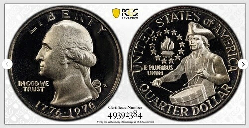 1976年 S バイセンテニアル ワシントン クォーター 25セント PCGS PR 69 DCAM CLAD 美しい