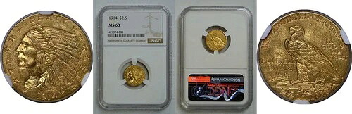 1914年 $2 1/2 インド NGC MS-63