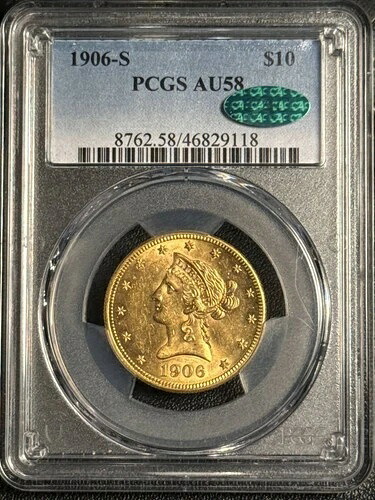 1906年 S ゴールド イーグルス リバティヘッド PCGS AU-58 CAC