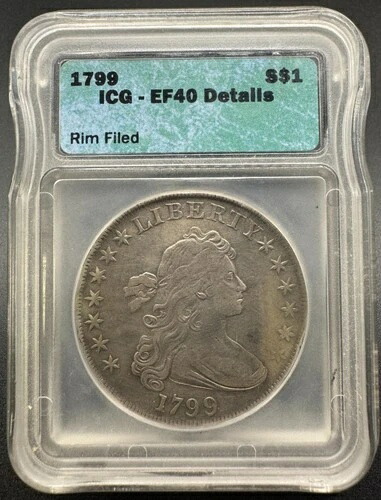 1799年 ドレープ胸像 銀貨 ICG EF40 詳細 縁削り済み 09XEBB25 517,440円
