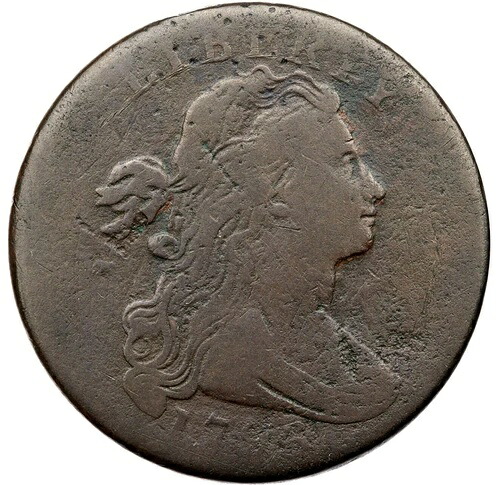 1796年 NC-3 R-6 PCGS VG 詳細 ドレープバスト ラージセントコイン 1セント