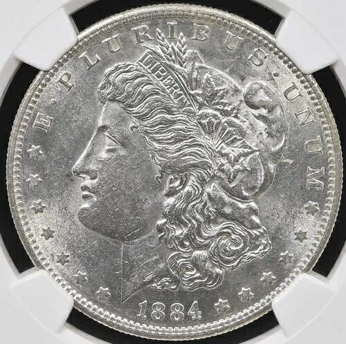 モルガン・ダラー 1884-S NGC AU-58！サンフランシスコ造幣局発行！キーデート付き！光沢のあるPQコイン！
