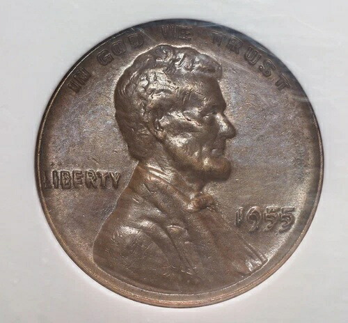 1955-P ダブルダイ 表面 リンカーンウィートセント NGC AU55 BN DDO、??エラー