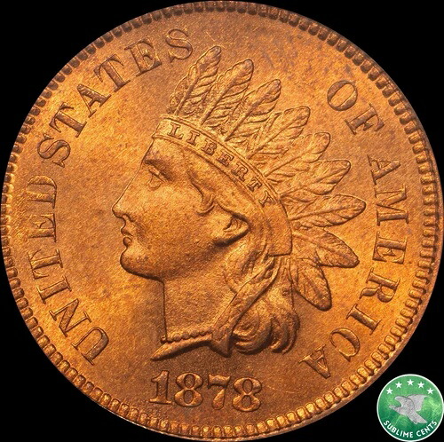1878 1セント インディアンヘッド セント PCGS MS 65 RD フォトシール **ラージリバース CUD** チロ