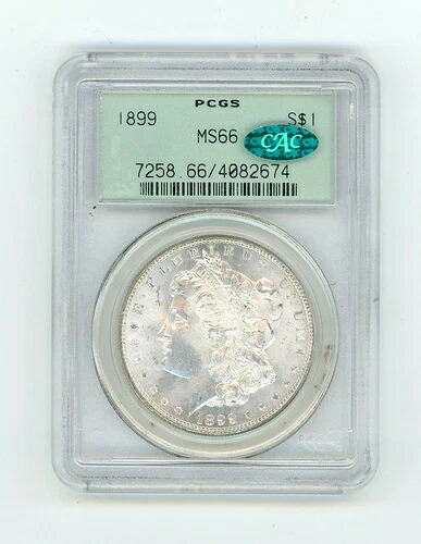 1899年 モーガン シルバー ドル $1 MS 66 OGH CAC 認定 PCGS