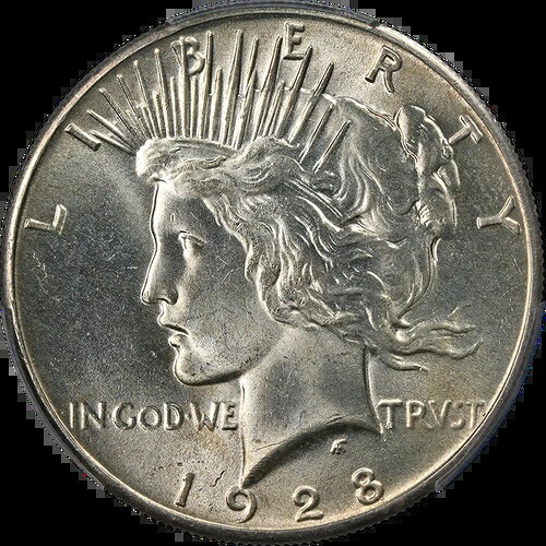 1928-P ピースダラー PCGS MS65 キーデート 素晴らしい外観 強い刻印