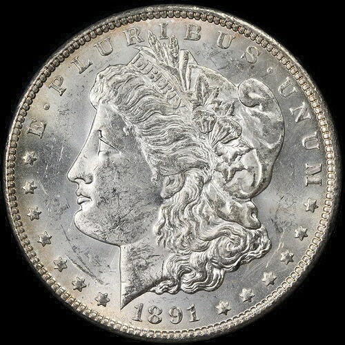 1891-CC GSA モルガン銀貨 NGC MS61 キーデート 美しい外観