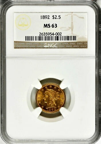 1892年 MS63 NGC 2,440枚！過小評価されているキーデイト金貨 2.50ドル クォーターイーグル