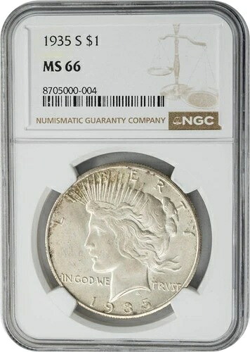 1935-S ピースシルバードル $ MS66 NGC 950505-3