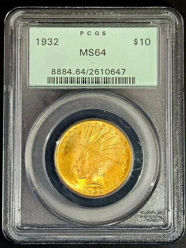 PCGS MS64 1932年 インディアン 10ドル金イーグル 0.4838オンス 金貨 OGH 2610647