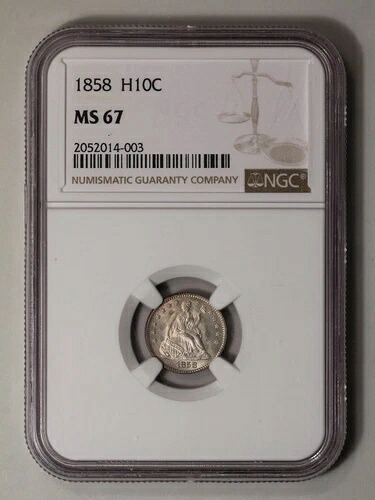 1858年製 座像ハーフダイム、星型表面 H10C NGC MS67