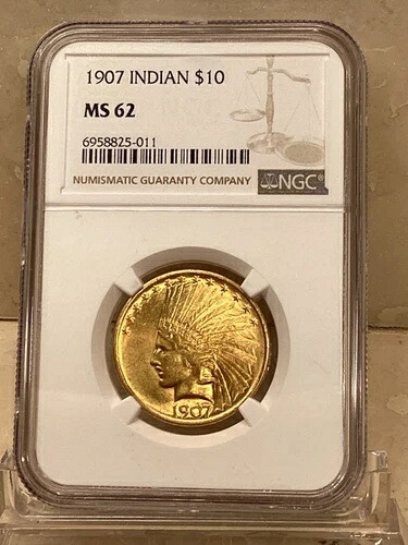 1907年 10ドル金貨、インディアンイーグル NGC MS62