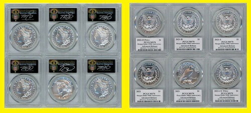 2021年 モーガン・ピース ドルコイン 6枚セット PCGS MS 70 アドバンス クリーブランド レアラベル