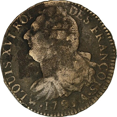 [#1276012] フランス、ルイ 16 世、2 ソル、1791 / AN 3、パリ、メタル ド クロッシュ、VF