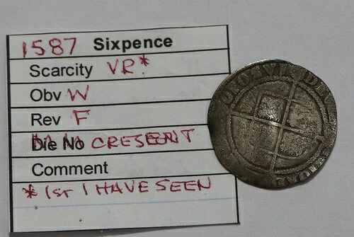 ?? ???? 英国 GB エリザベス1世 6ペンス 1587 低グレード 2.46GR B73 #356