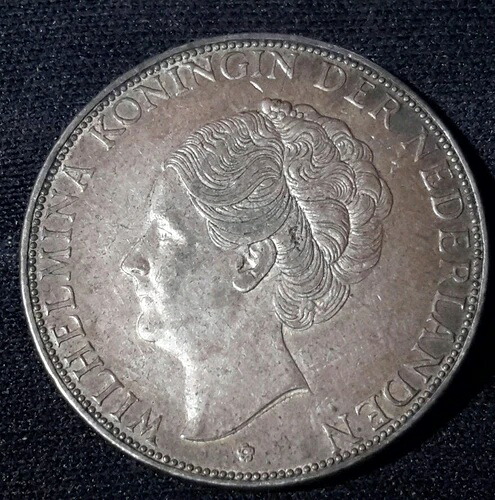 オランダ 1933年 銀貨 2 1/2 グルデン ディープヘアライン #2