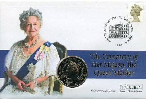 英国 5ポンド 2000 UNC 100周年記念 エリザベス女王記念品 (KM # 1007)