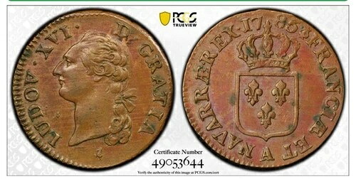1785年 A フランス SOL PCGS AU、銅貨、GAD-350