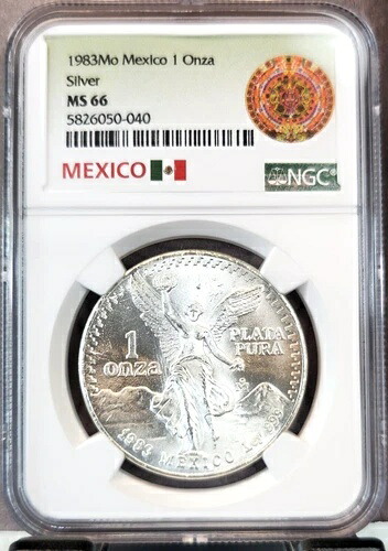 1983年 メキシコ シルバー 1 オンザ リベルタッド NGC MS 66 ジェム BU グレートコイン