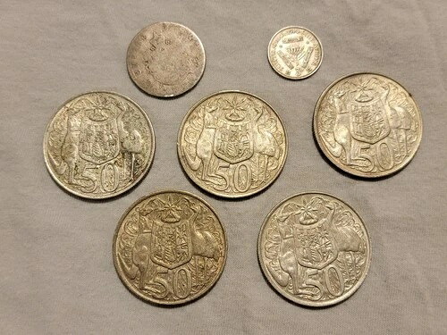 80% 銀貨ロット オーストラリア 1966年 50セント 南アフリカ 3ペンス フランス