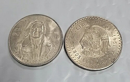 メキシコの銀貨各種 AA19 2枚セット 58,300円