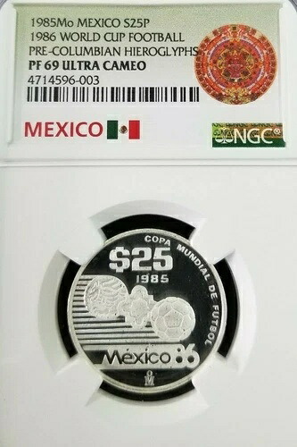 1985年 メキシコ S25P プレコロンビアン ヒエログリフ NGC PF 69 ウルトラカメオ トップポップジェム 58,300円