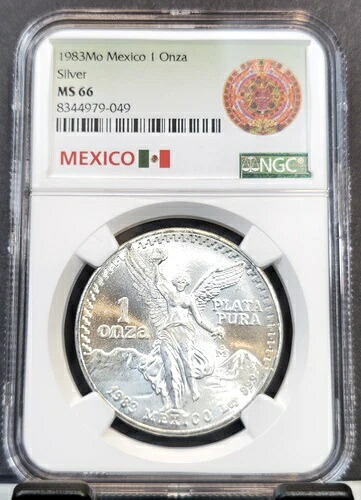 1983年 メキシコ シルバー リベルタッド 1オンザ NGC MS 66 美しい 1オンス 宝石 BU