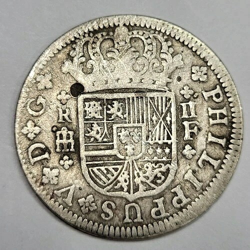 1721年 スペイン銀貨 2レアル 植民地時代 ピスタリーンコイン セゴビアミント *K353