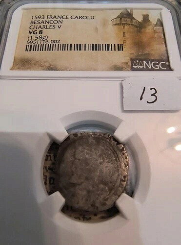 1593年 フランス カロル シャルル5世 ブザンソン レアレス銀貨