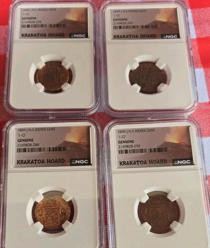 クラカタウの宝物 1839年 J 北東インド諸島セント NGC 本物 4枚セット