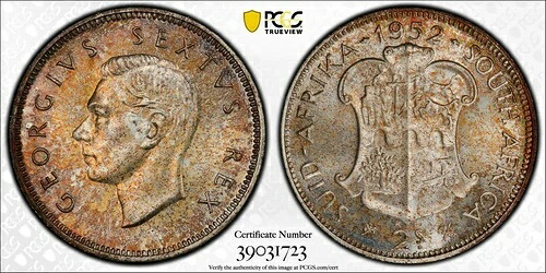 1952年 南アフリカ 2シリング PCGS PR66 プルーフ 鋳造16K 美品 1122
