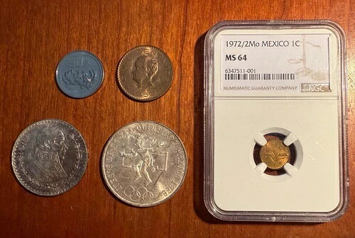 メキシコ エスタドス ウニドス 1968 25 ペソ銀貨、1961 ペソ、1983 50 センタボ、..