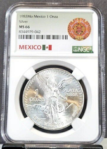 1983年 メキシコ シルバー リベルタッド 1オンス NGC MS 66 美しい宝石 BU 1オンス コイン