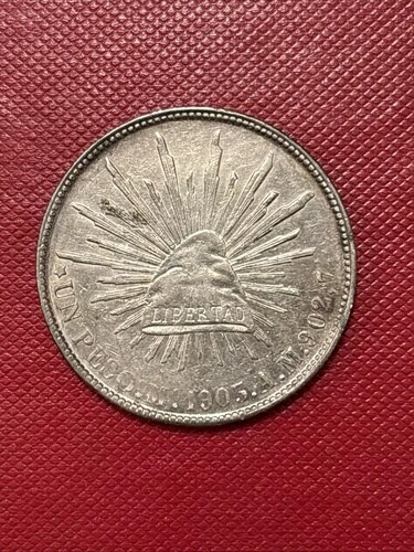 メキシコ 1903 Mo AM メキシコシティ ミント キャップとレイズ シルバー ペソ フエルテ KM 409.3