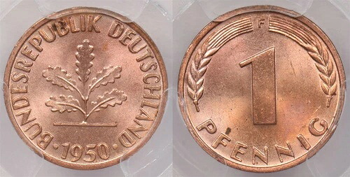 ドイツ 1950年 ペニッヒ PCGS MS 65 RED J-380 PI0027 まとめ買い配送 39,325円