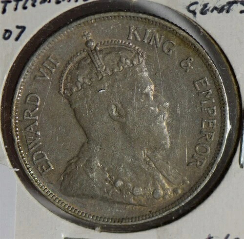 海峡植民地 1907年 50セント銀貨 S0259 共同配送