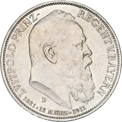 [#1167047] ドイツ諸州、バイエルン州、オットー、3 マーク、1911 年、ミュンヘン、ルイトポルト、シルバー、