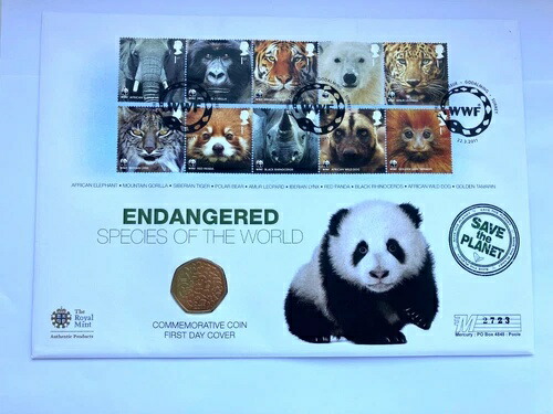 2011 WWF 世界野生生物連盟 50ペンス硬貨カバー FDC