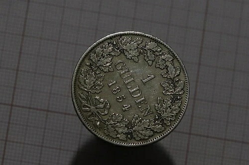 ?? ???? ドイツ ヴュルテンベルク 1グルデン 1854年 シルバー 低鋳造枚数 B86 #4567