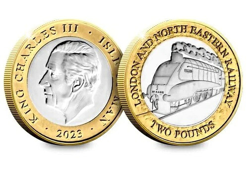 2023年 マン島 英国鉄道 ロンドン・アンド・ノース・イースタン 2ポンド硬貨 BU UNC