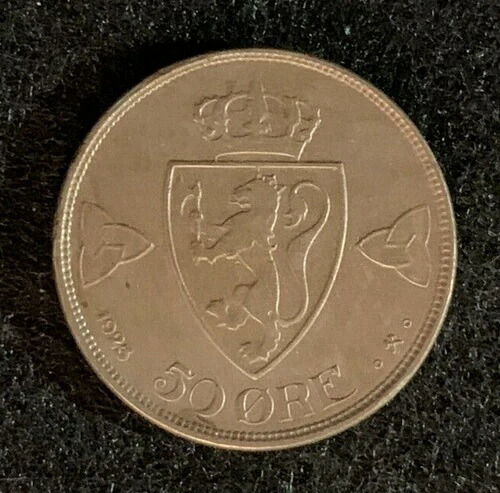 1923年ノルウェー50オーレコイン--ニースAUコイン--KM #379