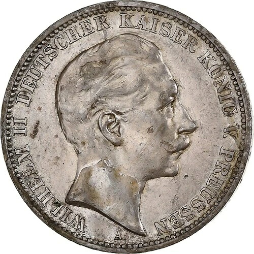 [#134687] プロイセン王国、ヴィルヘルム2世、3マルク、1912年、ベルリン、銀、AU 46,200円
