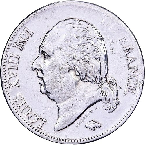 [#638539] フランス、ルイ18世、5フラン、1820年、パリ、銀貨、AU、ガドゥリー:614