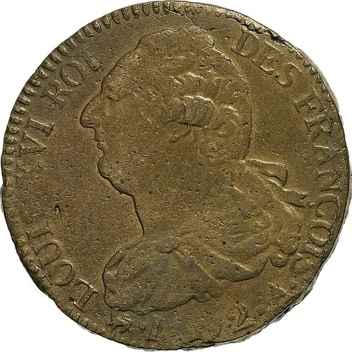 [#1049634] フランス憲法、2ソル、2ソル・フランソワ、1792年/AN 4、パリ、Br