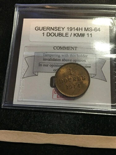 1914年ガーンジー、ダブル1枚、コインマートグレード**MS-64** 46,200円