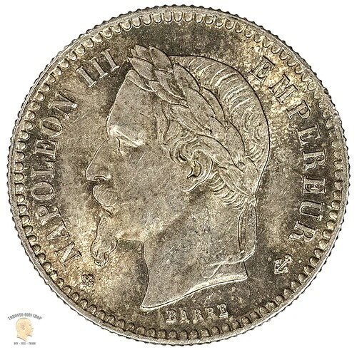 フランス 1864年 50サンチーム銀貨 - 未流通